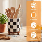 Kitchen Utensil Countertop Holder Checkered Utensil Crock - Image 2