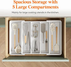Lifewit Utensil Organizer for Kitchen Drawers, Expandable Cooking Utensil Tray - Image 3