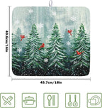Welcome Winter Pines Tree Dish Drying Mat, Winter Snowflake Dish Drying Mat - Image 2