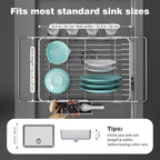 Dish Drying Rack in Sink: Expandable, 3-Slot Utensil Holder, Anti-Slip Handle. - Image 2
