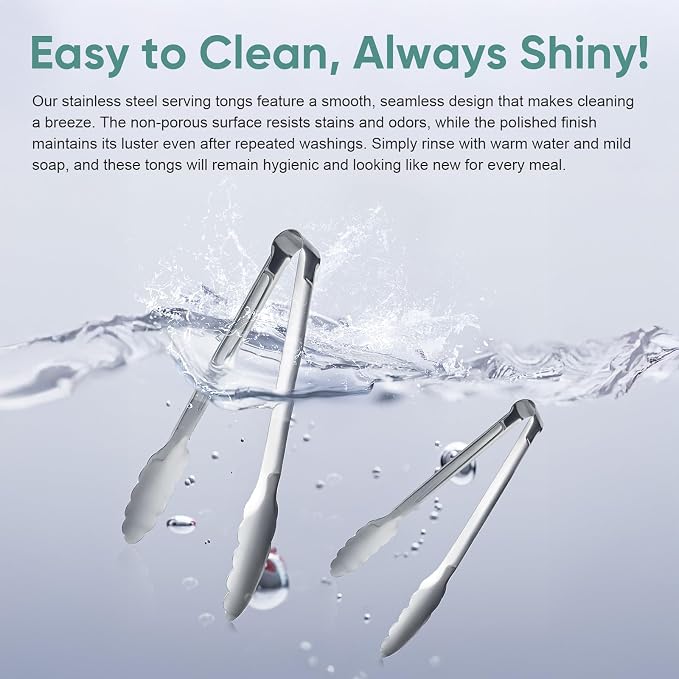 12 Pieces Buffet Tongs 7'' Serving Tongs Heavy Duty Stainless steel Kitchen and - Image 6