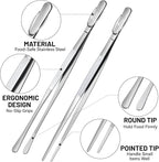 HOTEC Kitchen Tweezers Tongs Stainless Steel Professional Chef Tweezers - Image 5