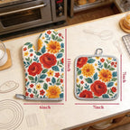Floral Oven Mitts and Pot Holders Sets 2 Pcs, Canvas Heat Resistant Kitchen - Image 3