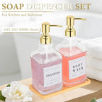 Glass Soap Dispenser with Pump, Countertop Soap and Lotion Dispenser Set of 2 - Image 2