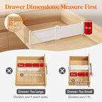 Lifewit 4" Tall 9 Pack Drawer Dividers, 27-42cm/10.5-16.5" Expandable Drawer - Image 3