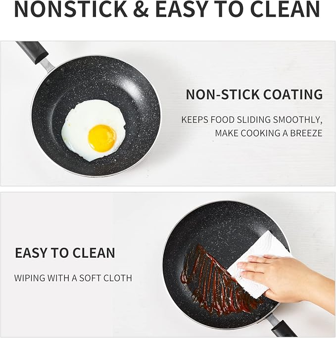 Nonstick Frying Pan Set-3-Pieces Skillet Set Induction Compatible, 8 Inch - Image 6
