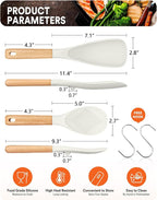 Cooking Spoon and Rice Scooper for Nonstick Cookwares, Wood Handle Spoon for - Image 2