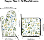 Blue Yellow Green Floral Oven Mitts & Pot Holders Sets of 3, Heat Resistant Sky - Image 8