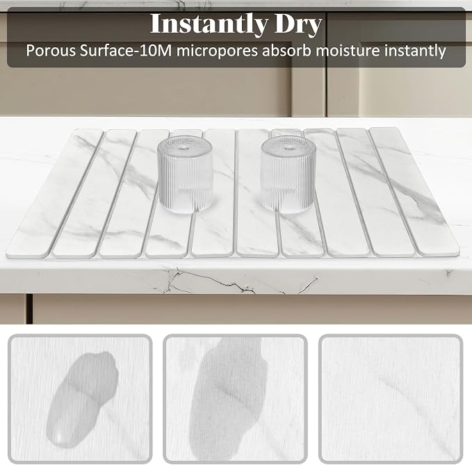 Large Stone Dish Drying Mats for Kitchen Counter, Fast Drying Collapsible Dish - Image 4
