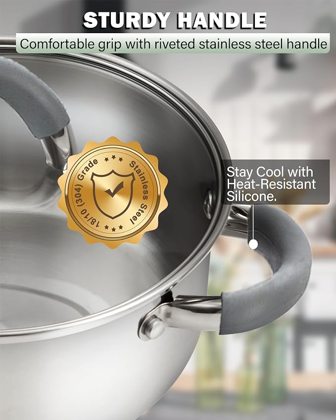 Cook N Home Stock Pot with Lid, 12-Quart Basic Stainless Steel Sauce Cooking - Image 6