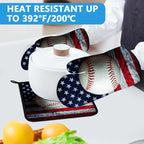 American Flag Baseball Oven Mitts and Pot Holders Sets Heat Resistant 4Pcs - Image 5