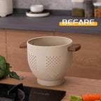 BeFare Metal Colander with Wood Handle and Stable Base, Powder Coated Steel - Image 7
