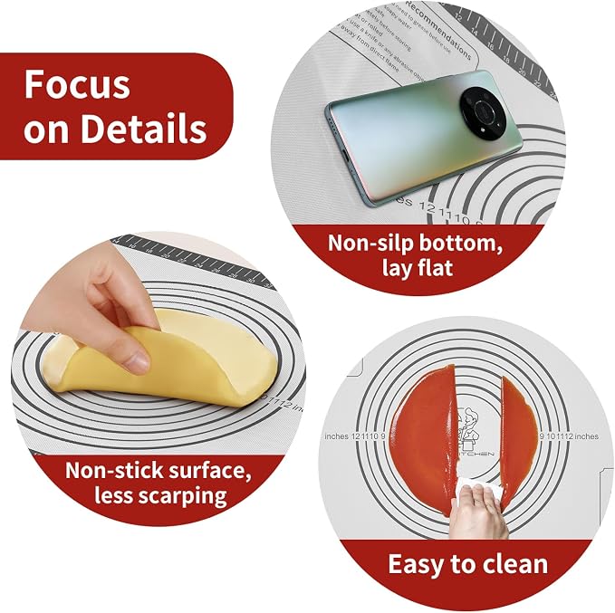 Silicone Baking Mat with Measurement, Non Stick Pastry Mat - Image 3