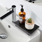 Renawe Black Bathroom Counter Organizer Wooden Display Pedesta Stand Kitchen - Image 6