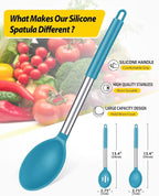 Pack of 2 Large Silicone Cooking Spoons, Non Stick Solid Basting Spoon - Image 2