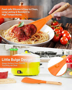 Cooking Spoon and Rice Scooper for Nonstick Cookwares, Wood Handle Spoon for - Image 3