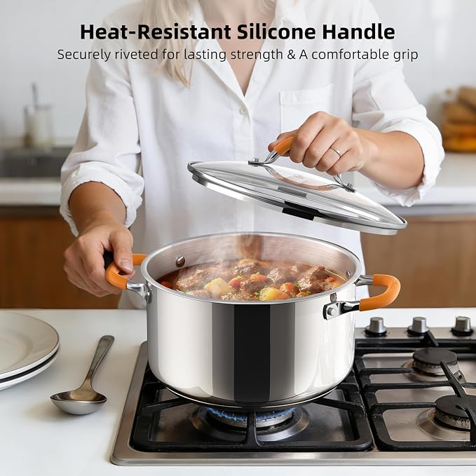 Ciwete Stainless Steel Stock Pot, 5.2 Quart Soup Pot - Image 5