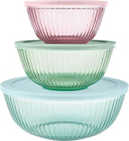 Pyrex Colors Sculpted Tinted Glass Mixing Bowls by Pyrex