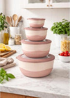 Pera Mixing Bowls with Lids Set, 8 Piece, BPA Free Nesting Kitchen Bowl Set - Image 7