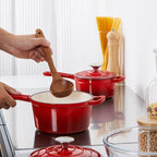 Enameled Cast Iron Sauce Pan, Leonyo 1 Qt & 2 Qt Saucepan Set, Cast Iron Dutch - Image 8
