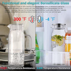 Bivvclaz 2 Pack 1.6 Liter 54 oz Glass Pitcher - Image 5