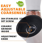 DAVIMADE White Salt and Pepper Grinder Set of 2, Manual Refillable Adjustable - Image 4