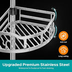 HAMITOR Corner Shower Caddy Tension Pole: Rustproof 4-Tier Bathroom Organizer - Image 5