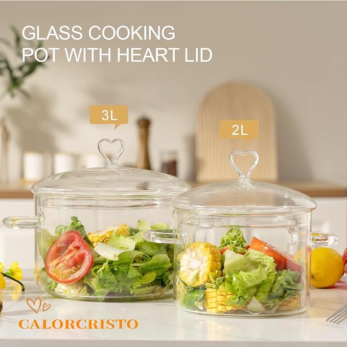 3 L Glass Cooking Pot with Lid, Glass Simmer Pot, Save Energy, Heat Resistant - Image 4