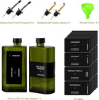 R DRURLCD Dark Green Glass Olive Oil Dispenser Set of 2, 16.9oz/500ml Curved - Image 6