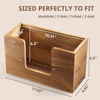 Paper Towel Dispenser Countertop, Burnt Wood Folded Paper Hand Towel Holder - Image 2