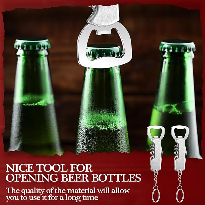 Ziliny 24 Pcs Bottle Opener Keychain Bulk Wine Bottle Beer Opener Keychain - Image 5