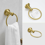 RUMOSE Toilet Paper Holder and Hand Towel Ring Brushed Gold Wall Mount Bathroom - Image 7