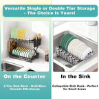 2-Tier Dish Racks for Kitchen Counter, Stainless Steel Kitchen Dish Drying Rack - Image 6