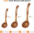 Wooden Ladle for Soup, 3 Size Teak Wood Ladle Spoon - Image 5