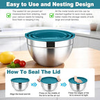 TeamFar Mixing Bowls, Stainless Steel Nesting Salad Bowls - Image 7