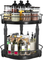 HOOBRO Lazy Susan Organizer Spice Rack, 2-Tier Height Adjustable Rotating Lazy - Image 2