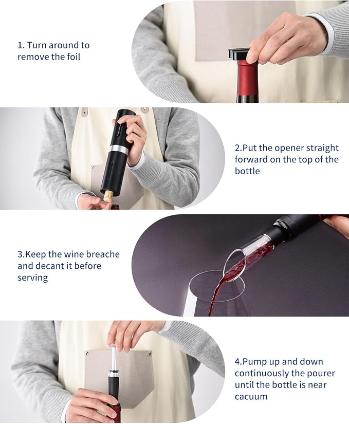 CIRCLE JOY Electric Wine Bottle Opener Set Rechargeable Wine Corkscrew Cordless - Image 5