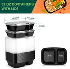 Glotoch Express 300 Pack 32oz Black 2 Compartment Square Meal Prep Containers - Image 3