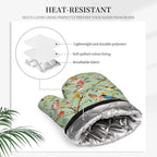 Bird Oven Mitts and Pot Holders Sets 3PCS, Floral Botanical Print Silicone Oven - Image 5