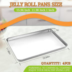 CEKEE Baking Sheet Set of 4, Stainless Steel Cookie Sheet & Baking Pan Tray - Image 7