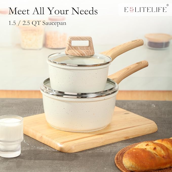 ESLITE LIFE 1.5 QT & 2.5 QT Sauce Pan Set - Image 7