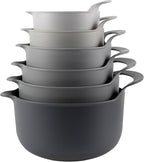COOK WITH COLOR Nesting Plastic Mixing Bowl Set with Pour Spouts and Handles by CookwithColor