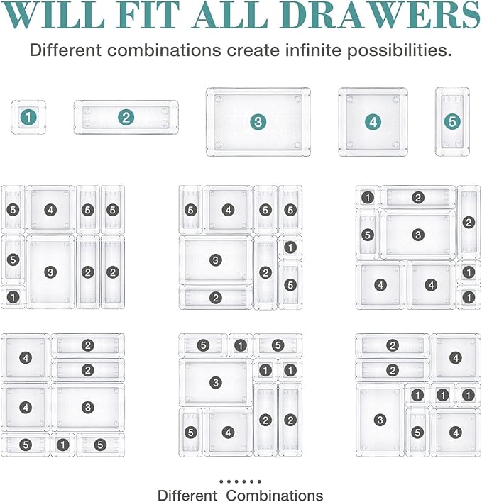 StorMiracle 25 PCS Drawer Organizer Set, 4 Varied Size Bathroom and kitchen - Image 4