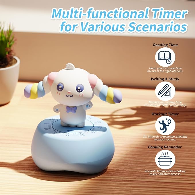 Blue Mechanical Timer, Cool Animal Manual Wind Up Countdown Clock, Professional - Image 2