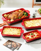 Casserole Dishes For Oven, Heat-Resistant Ceramic Bakeware Set Of 4 Rectangular - Image 6
