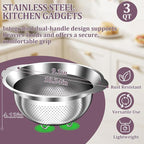 Stainless Steel Colander - 3QT Medium Capacity Strainer - Image 4