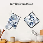 Coastal Oven Mitts and Pot Holders Sets of 2 Summer Kitchen Mitts Blue Sea - Image 6