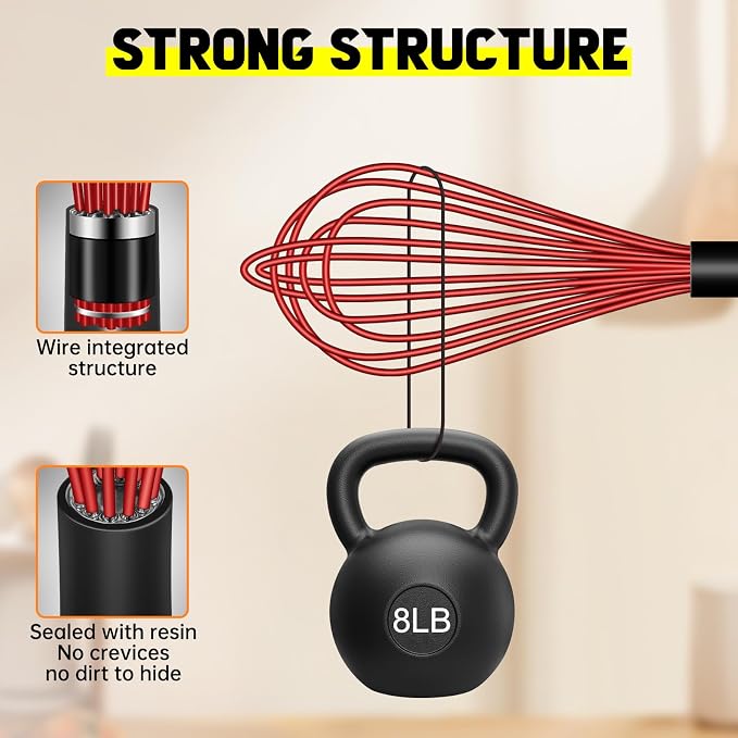 HOTEC 4 Pieces Silicone Whisks Set, Wire Balloon Whisks Egg Beater, Non-slip - Image 5
