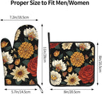 Boho Floral Oven Mitts and Pot Holders Sets of 2 Vintage Kitchen Mitts Bohemian - Image 3