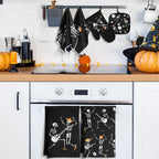 Leinuosen 8 Pcs Skull Kitchen Decor Set Kitchen Towels Gothic Oven Mitts and - Image 2
